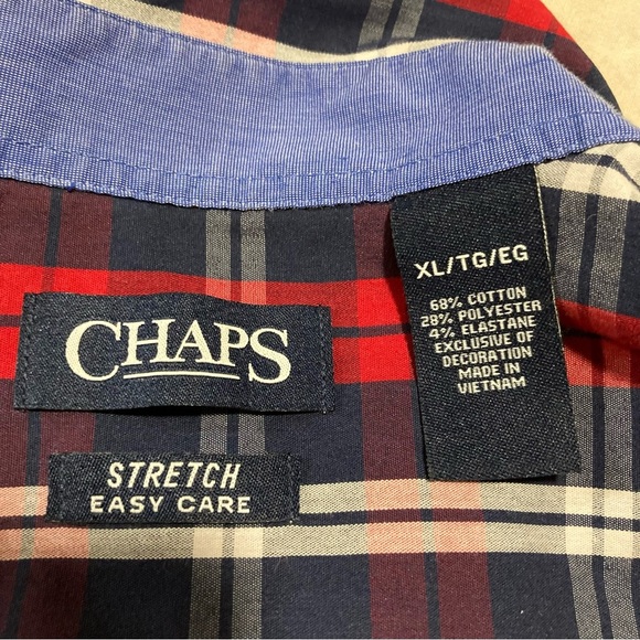 CHAPS Red, White, & Blue Button Down Long Sleeve Shirt | Stretch Easy Care - Picture 7 of 14